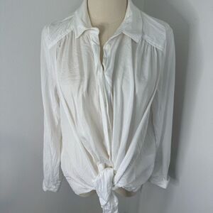 [Meave] Women's White Button-Up Blouse - Size Small